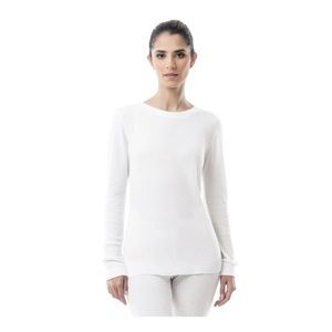 Women's Fruit Of The Loom Eversoft Waffle Thermal Crew Top Choose Size White NEW